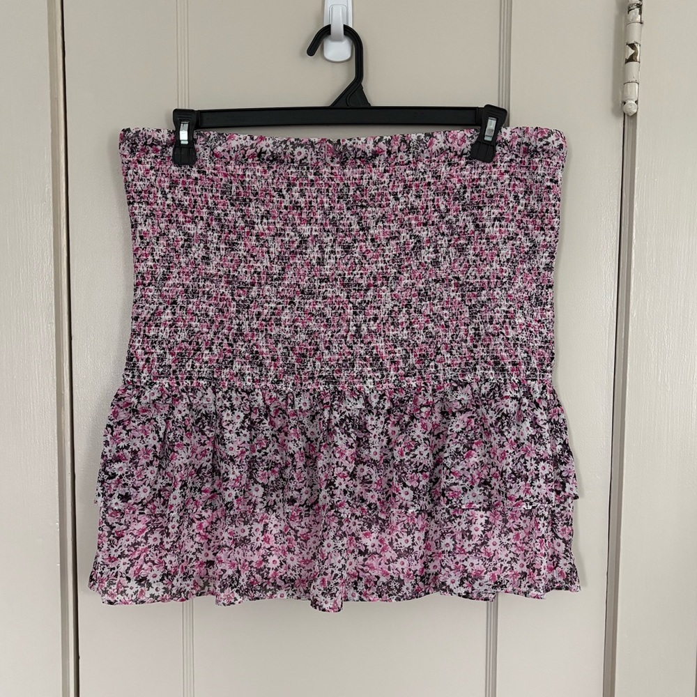 Karl Lagerfeld Paris Chiffon Smocked Dress Purple Floral Size XL NWT